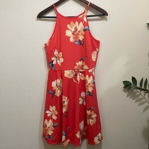 Coral floral dress